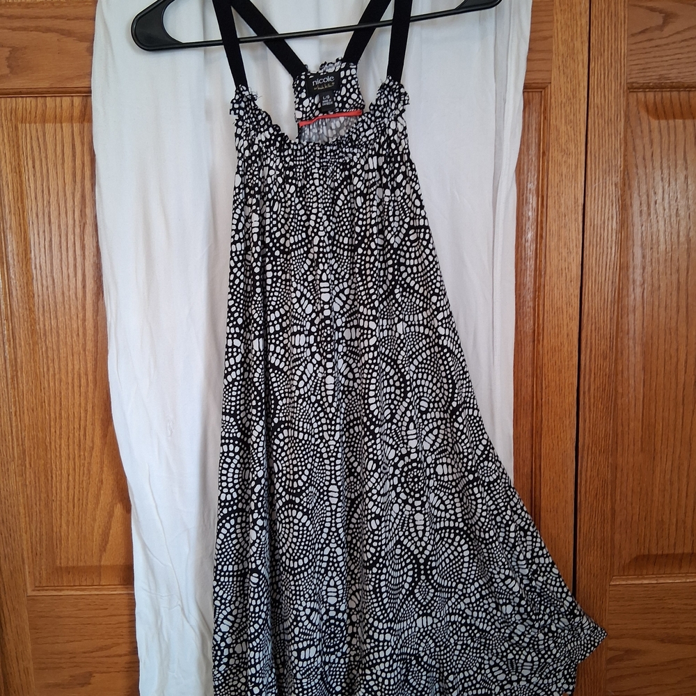 Nicole by Nicole Miller Black and White Spotted Nightgown/Dress